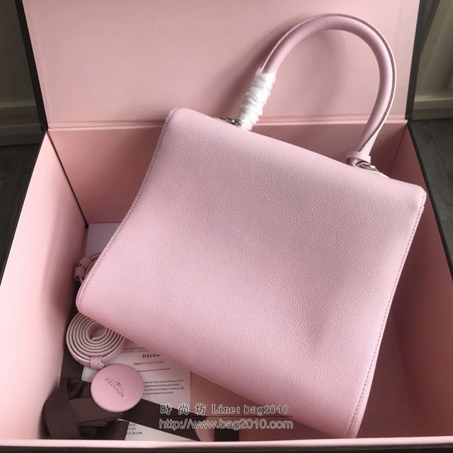 DELVAUX女包 2019春夏最新色 專櫃原廠皮 德爾沃女手提包 DV0020粉色銀扣 小號Delvaux單肩包  fcs1142